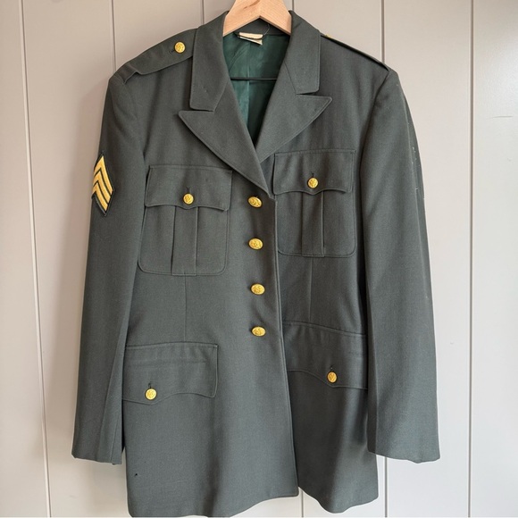 US Army Jacket Mens 38R Green Dress Uniform Wool Serge Coat - Picture 1 of 14